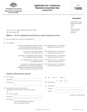 Application for a Temporary Business Visa 457