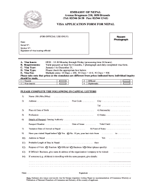 Nepal Visa Application Form