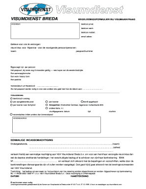 Begeluidingsformulier bij visumaanvraag