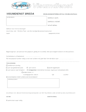 Begleidingsformulier bij visumaanvraag