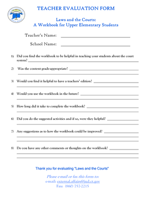 teacher evaluation form for elementary students