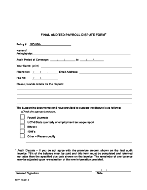 Final Audited Payroll Dispute Form