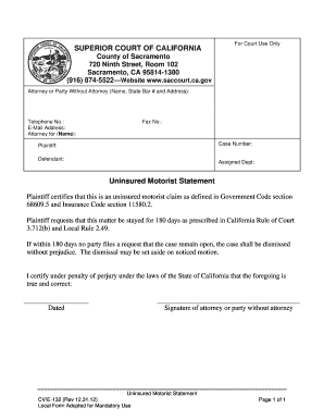 Uninsured Motorist Statement