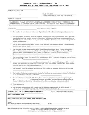 Interim Report and Answer of Garnishee