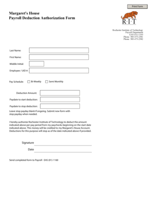 Payroll Deduction Authorization Form