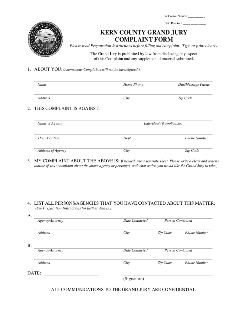 Kern county grand jury complaint form - Kern County Home - co kern ca Preview on Page 1