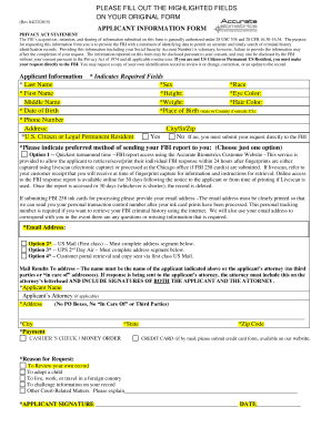 FBI Applicant Information Form