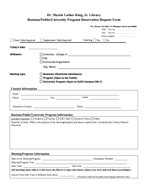 Dr. Martin Luther King Jr. Library Program Reservation Request Form