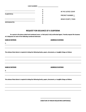 Request for Issuance of a Subpoena