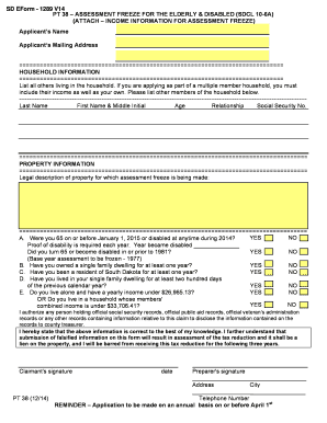 South Dakota Assessment Freeze for Elderly & Disabled