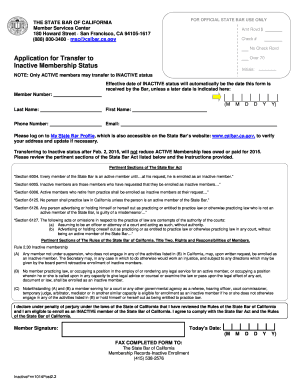 California State Bar Inactive Membership Application