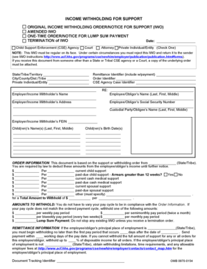 Income Withholding Order for Support