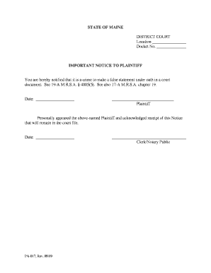 Maine Court False Statement Notice