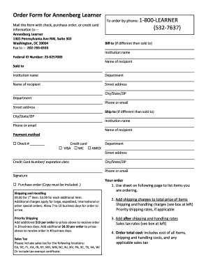 Annenberg Learner Order Form