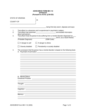 Arizona Mental Health Affidavit Form