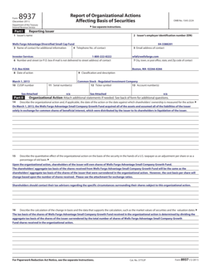 Form 8937 Report of Organizational Actions