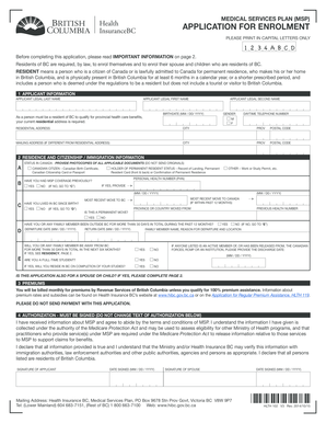 British Columbia Medical Services Plan Enrolment Form