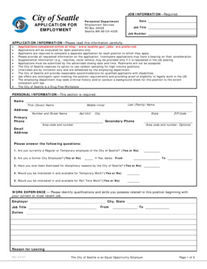 City of Seattle Employment Application Form