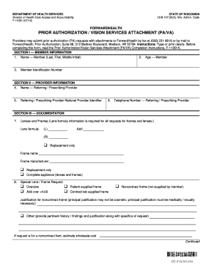 Wisconsin Prior Authorization Vision Services Attachment