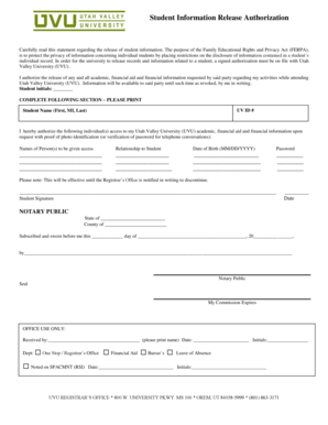 Student Information Release Authorization