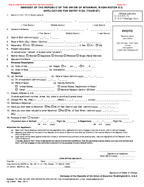 Myanmar Tourist Visa Application