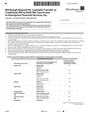IRA/Keogh Request for Custodial Transfer or Traditional IRA to Roth IRA Conversion
