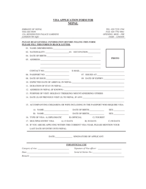 Nepal Visa Application Form