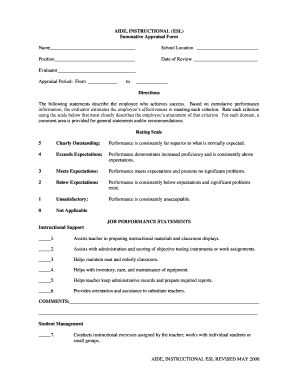 Instructional Aide Summative Appraisal Form