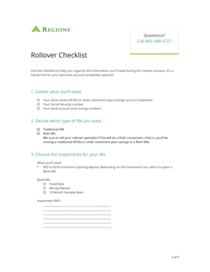 Rollover Checklist for IRA Account