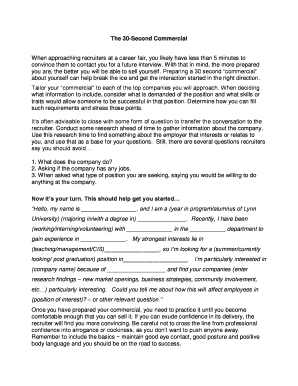 30-Second Commercial Guide for Career Fairs