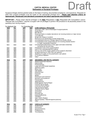 Surgical Privileges Application Form