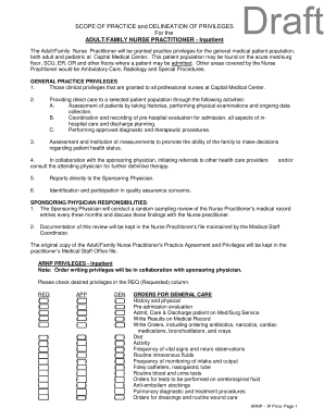 Adult/Family Nurse Practitioner Privileges Form