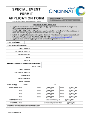 Cincinnati Special Event Permit Application