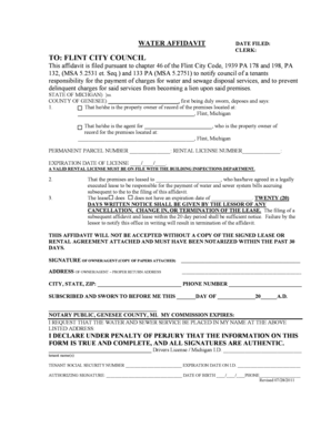 Water Affidavit for Flint City Council