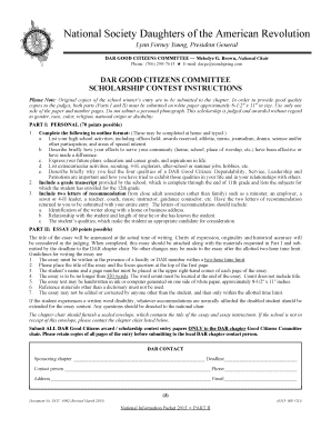 DAR Good Citizens Scholarship Contest Instructions