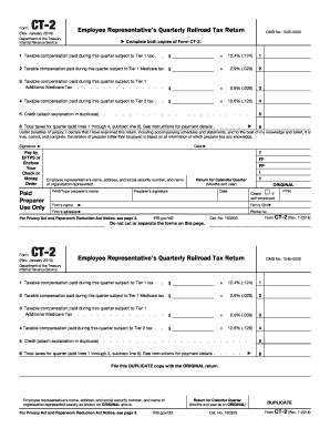 Form CT-2 Employee Representative's Quarterly Railroad Tax Return