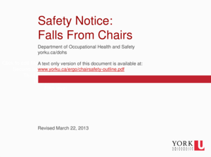 Safety Notice: Falls From Chairs