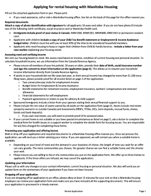 Manitoba Housing Rental Application