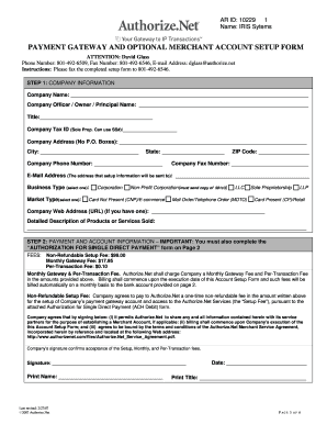 Payment Gateway Setup Form