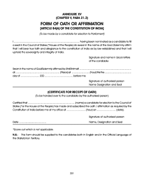 Indian Election Oath or Affirmation Form