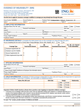 Evidence of Insurability Form