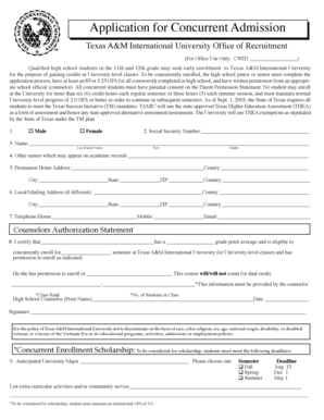 Texas A&M Concurrent Admission Application