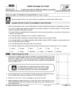 Form 8885 Health Coverage Tax Credit