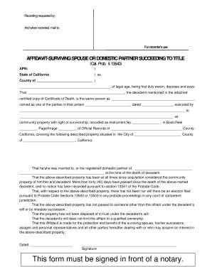 Affidavit Surviving Spouse or Domestic Partner