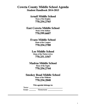 Coweta County Middle School Student Handbook 2014-2015