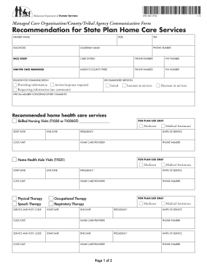 Managed Care Organization Communication Form