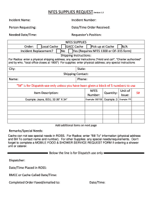 NFES Supplies Request Form