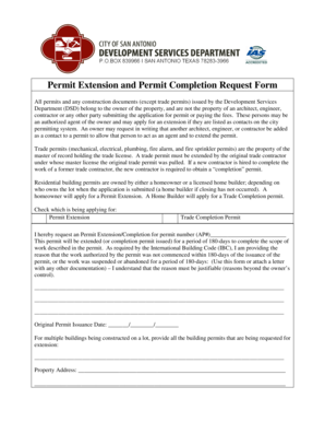 Permit Extension and Completion Request Form