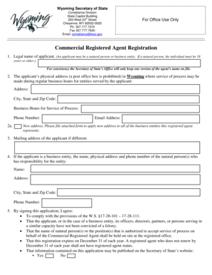 Wyoming Commercial Registered Agent Registration