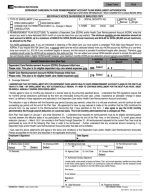 Dependent Care/Health Care Reimbursement Account Enrollment Authorization